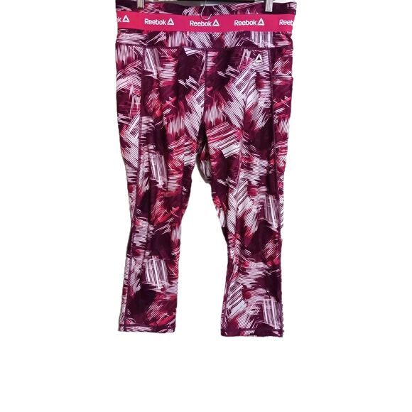 Reebok Revolve Skinny High-rise Capri Sz 2X Yoga Leggings Pink & White - Picture 1 of 11